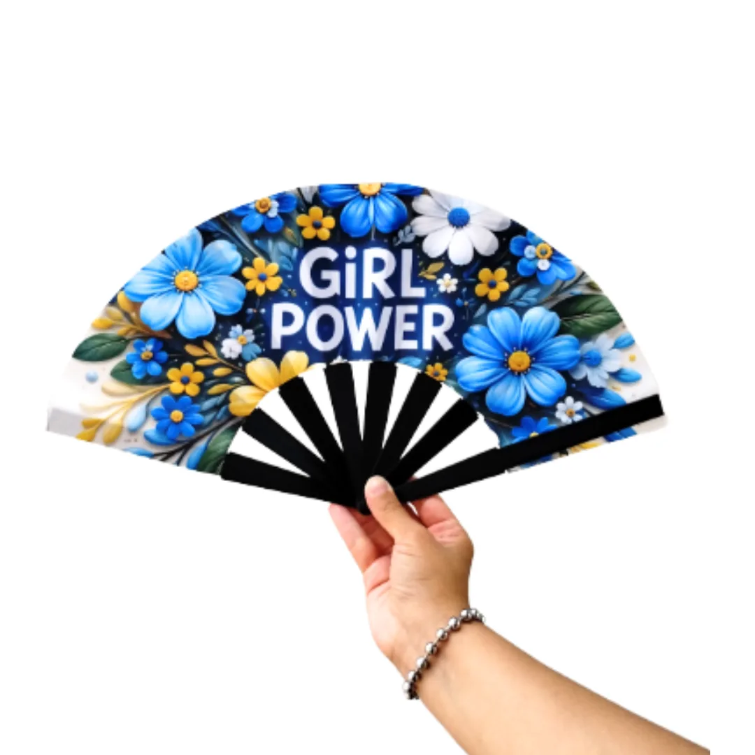 Abanico de Tela – Girl Power — fabricación propia fantastic plastik.