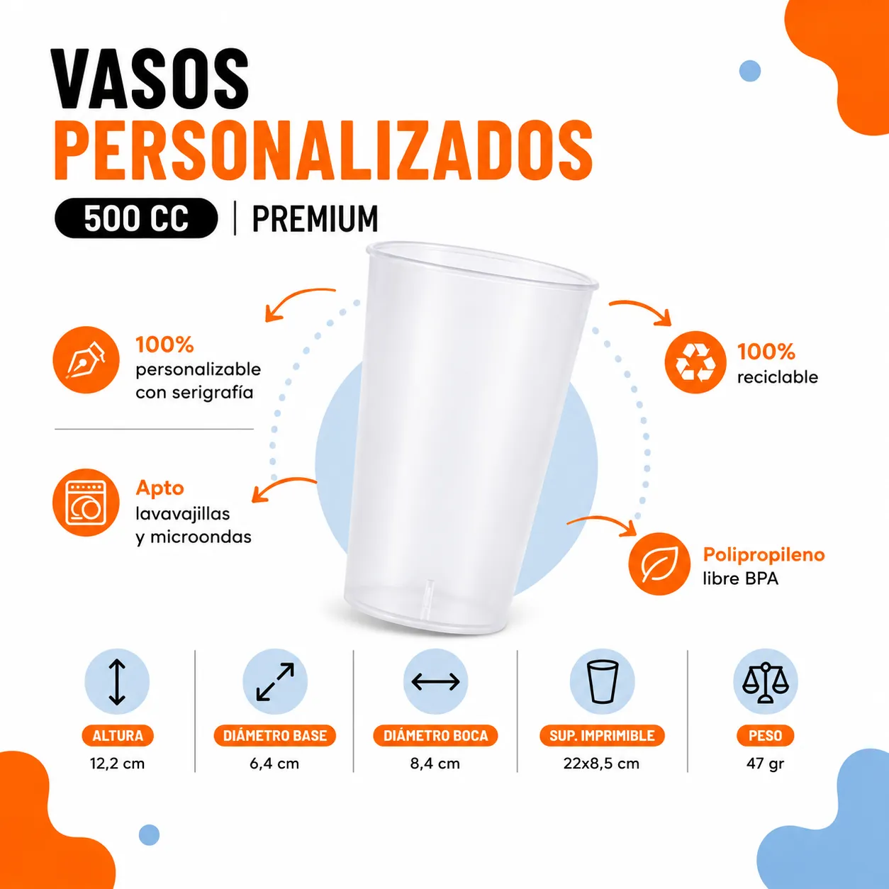 Vasos personalizados 500CC — fabricación propia fantastic plastik.