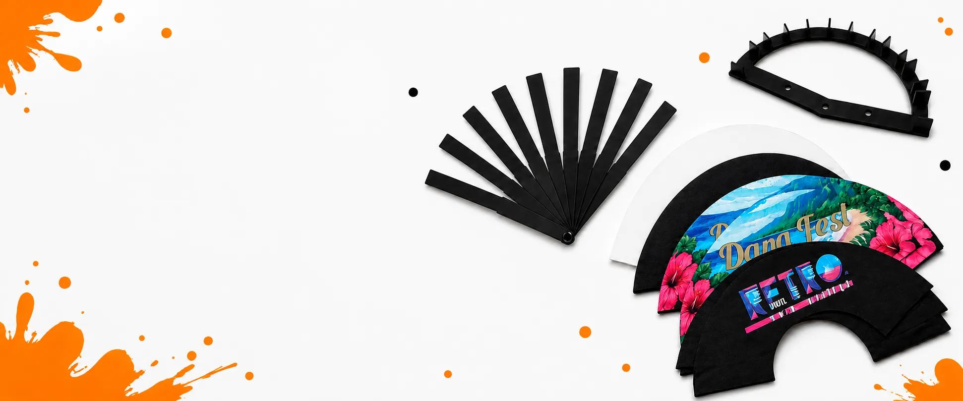 Insumos para armar abanicos: varillas, separador y telas sublimadas listas — insumos para fabricar abanicos personalizados — fantastic plastik.